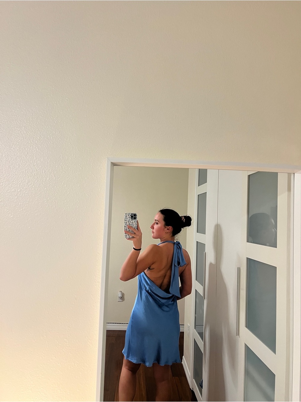 Blue Satin Slip Dress